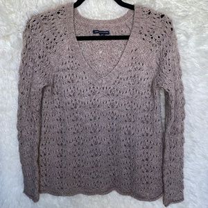 American Eagle Gray Open-Knit Sweater Women’s M